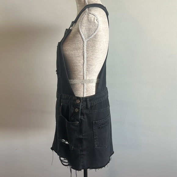 Garage | Medium | Black Denim | Overall Mini Dress| Western| Country|Rodeo - Picture 4 of 6